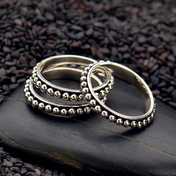 Sterling Silver Stacking Ring with Granulation: 8