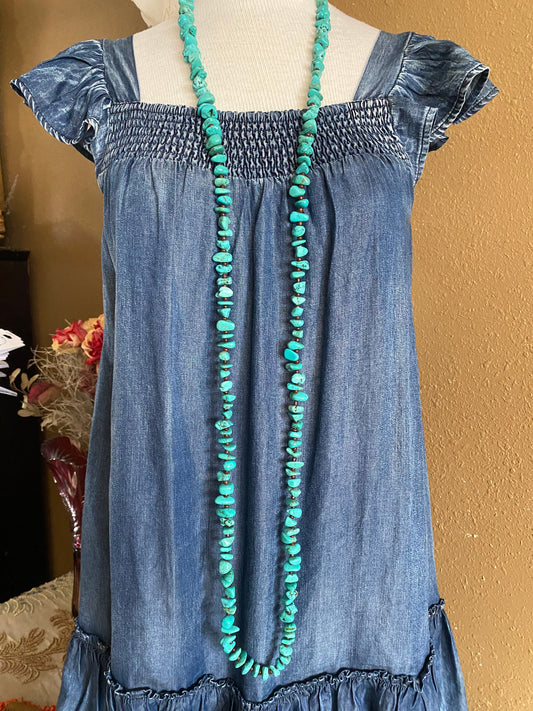 Long Turquoise Chunky Rock Necklace