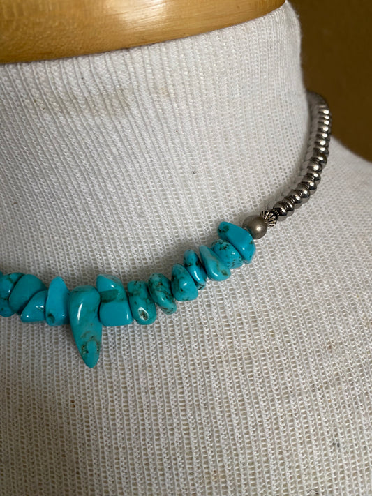 Silver Choker with Turquoise Rock