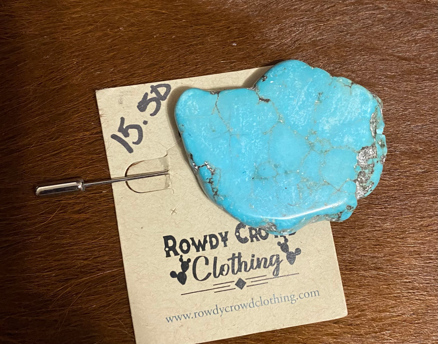 Rowdy Crowd Turquoise Slab Hat Pin