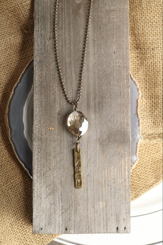 Antique Gold “Faith” drop necklace