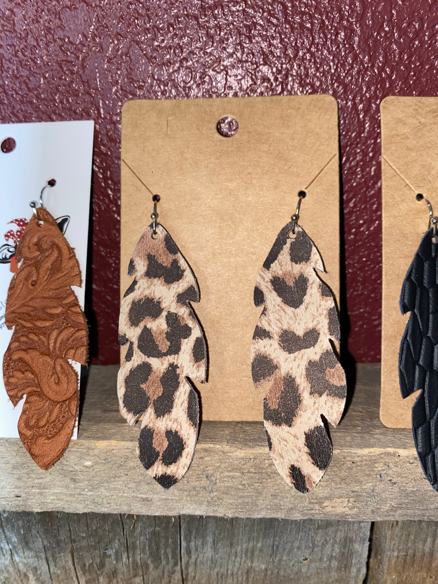 2.75” Leaf Leather Earrings