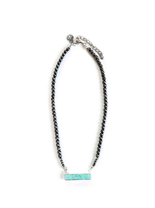 Faux Navajo Pearl Necklace with Turquoise Bar