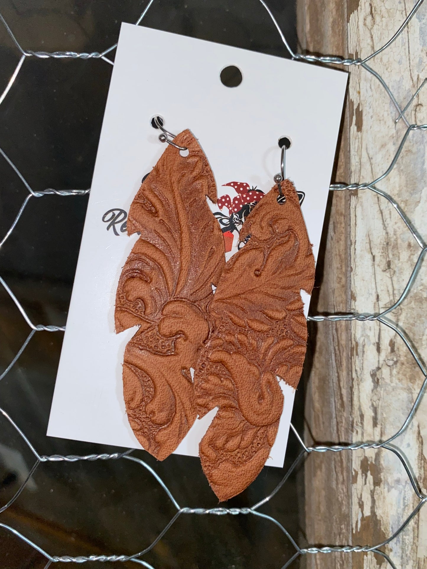 2.75” Leaf Leather Earrings