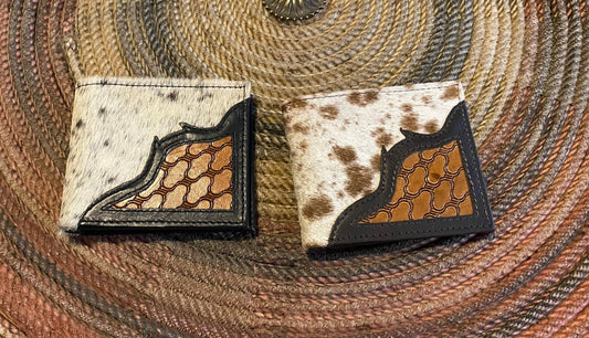 Tooled cowhide mens wallets