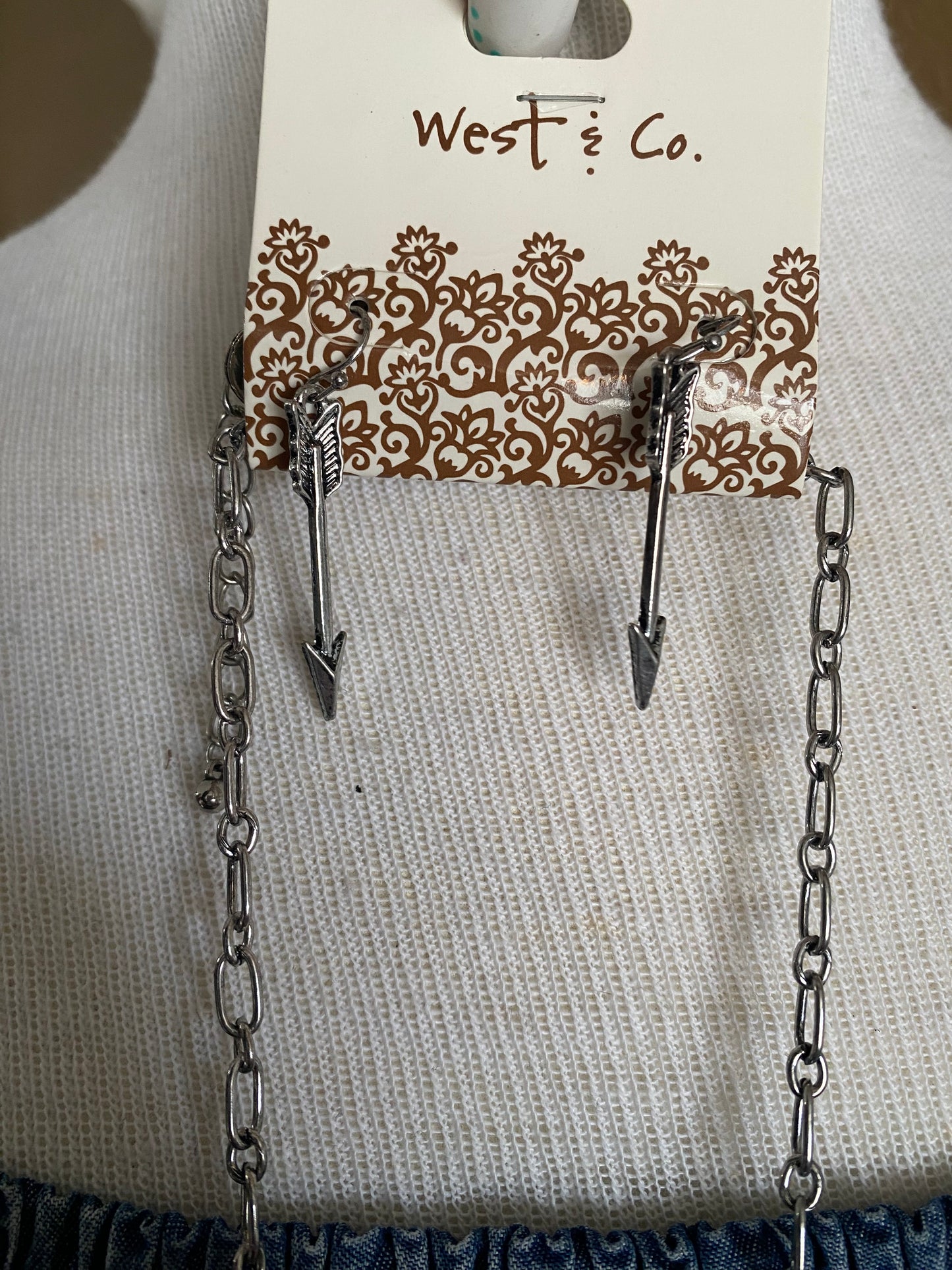 Silver charm & Matching Arrow earrings set