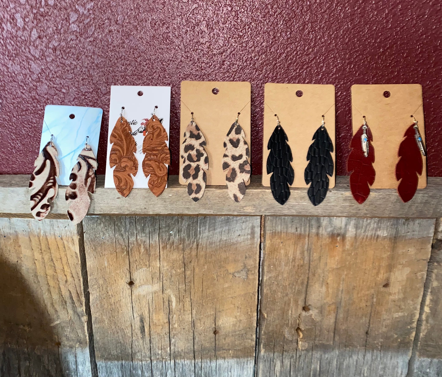 2.75” Leaf Leather Earrings