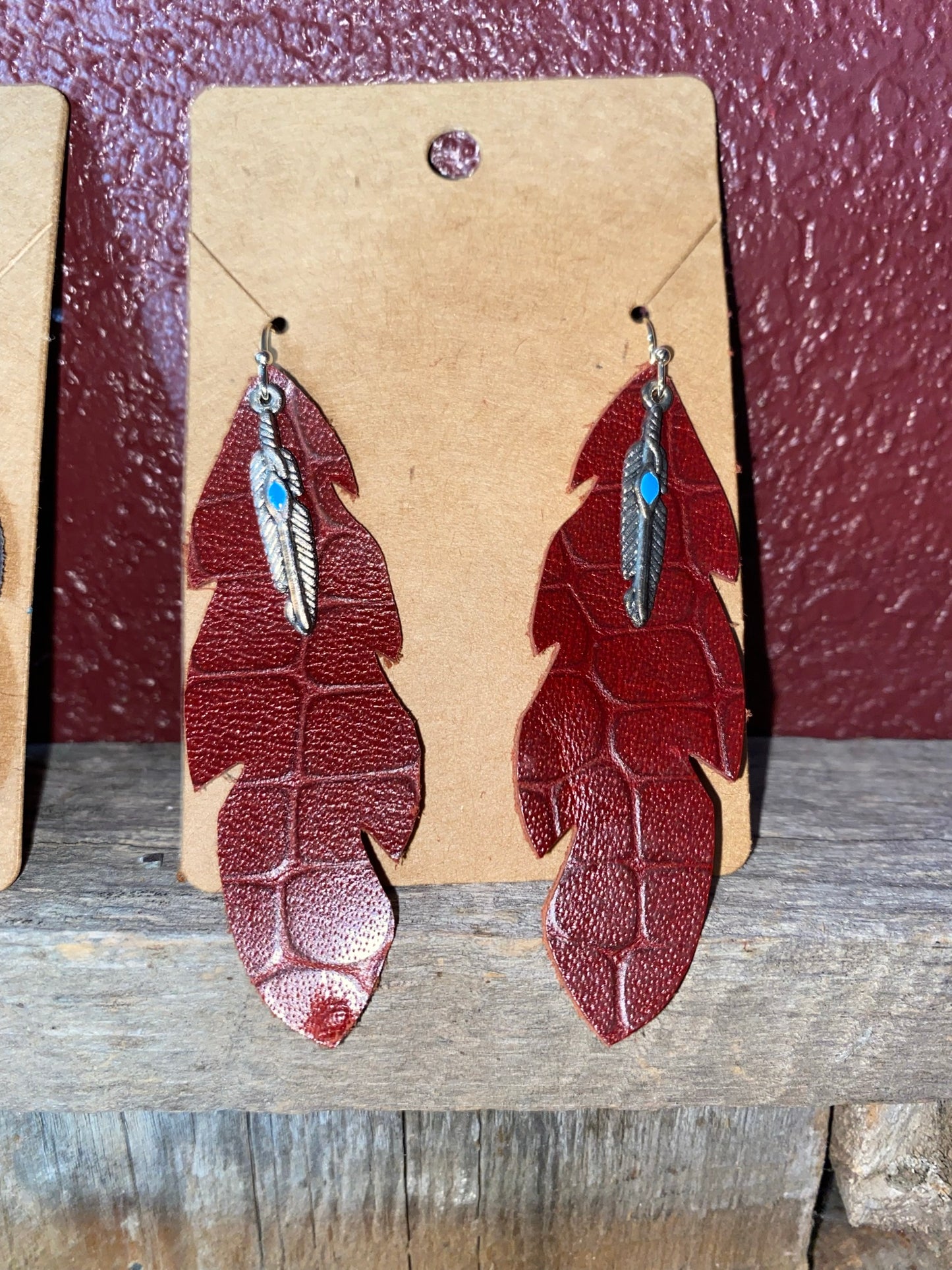 2.75” Leaf Leather Earrings