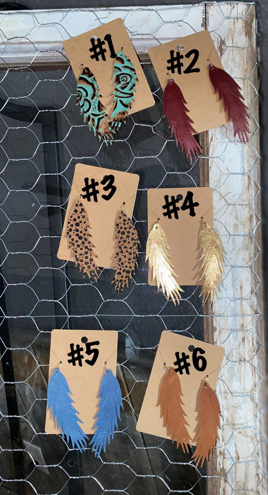 Feathered Leather Earrings