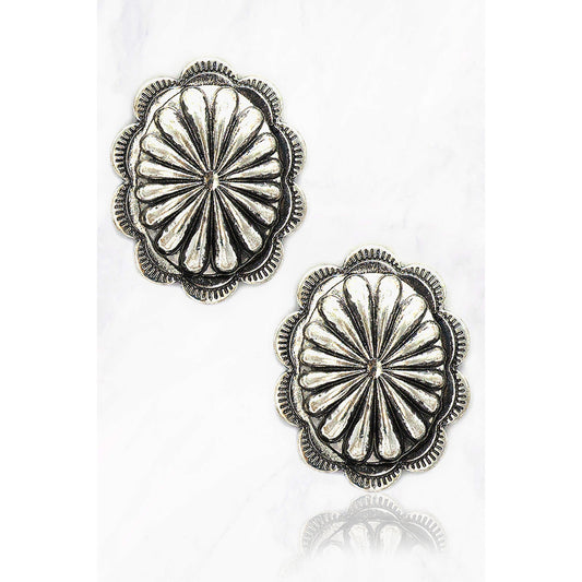 Metal Concho Post Earrings