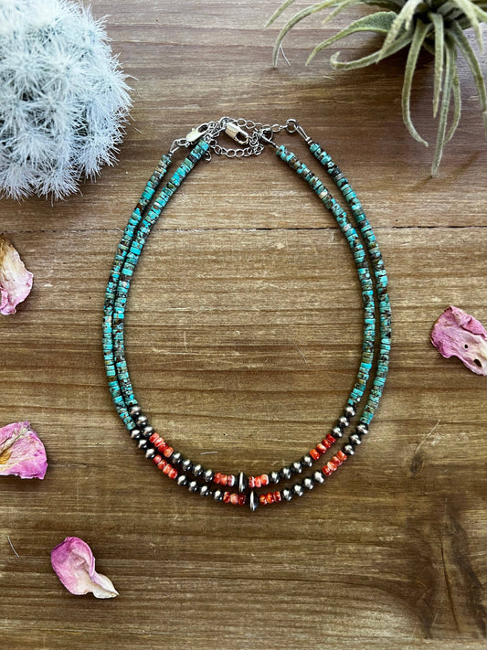 5 mm Navajo chokers turquoise and spiny