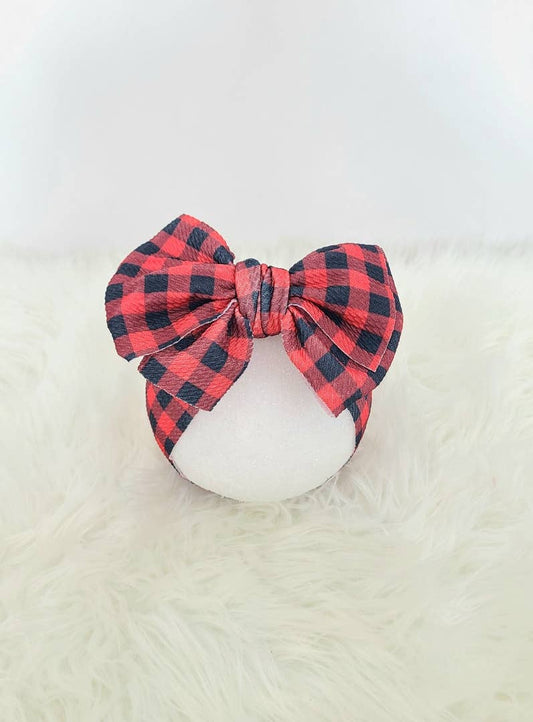 Red Buffalo Plaid Waffle Headband