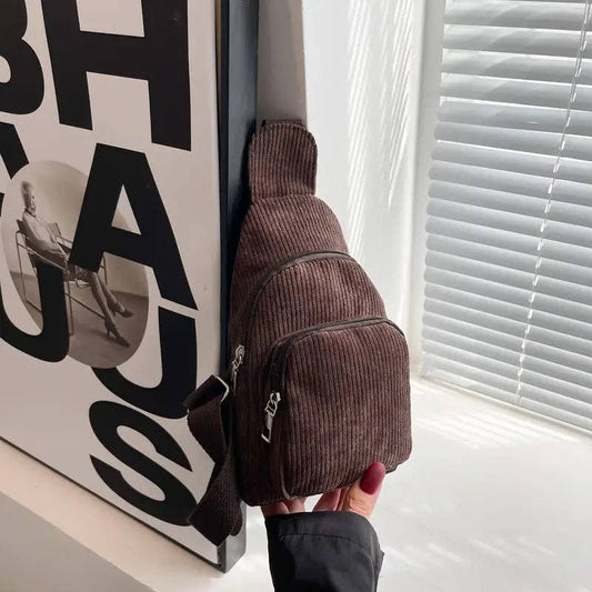 Corduroy Sling Bag: Coffee