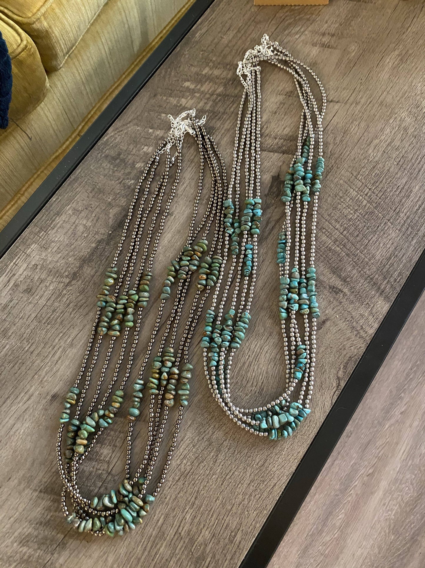 30 inch long real blue turquoise necklace