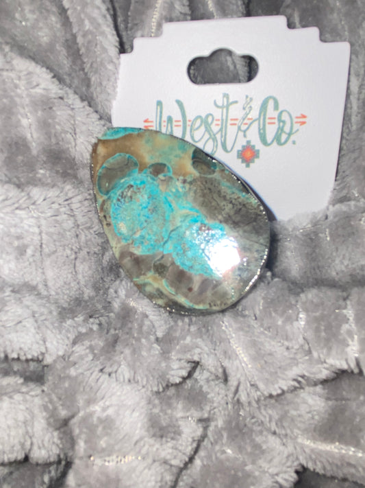 2” Turquoise Stone Ring (Silver)