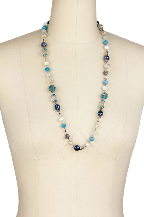 Multi Beaded Ribbon Necklace